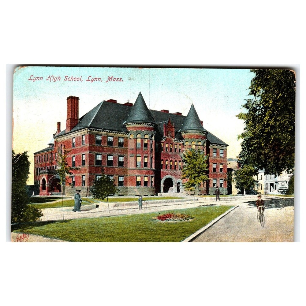 1908 Lynn High School Postcard, Lynn MA, Metropolitan News Co.